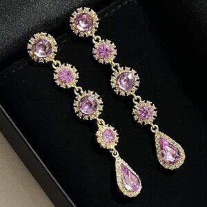 ✨Elegant Long Purple Rhinestones Dangling Earrings (Hypoallergenic)
